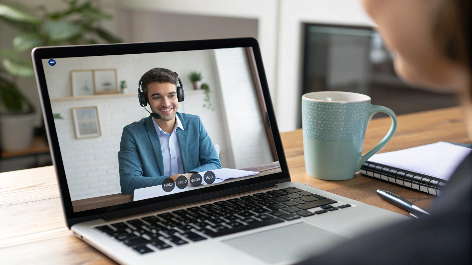 Haitel BPO specialist coordinating executive webinar reservations on multi-screen workstations